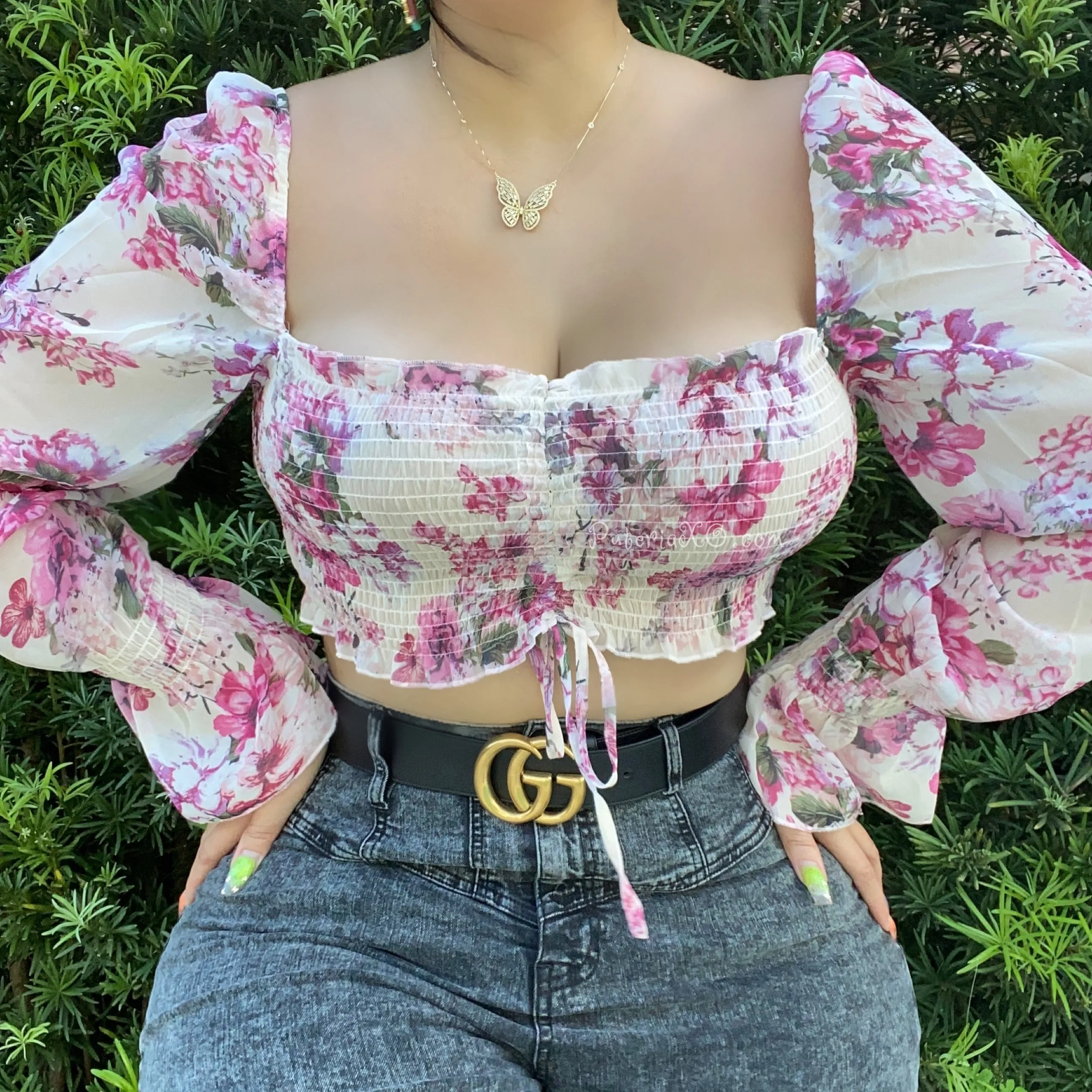 Mayari Top -Fuchsia Florals