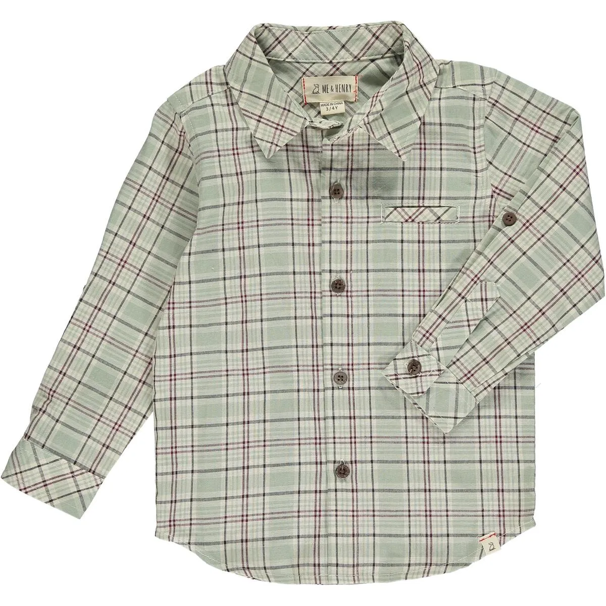 Me & Henry Atwood Woven Button Shirt - Green Plaid/Navy Stripe