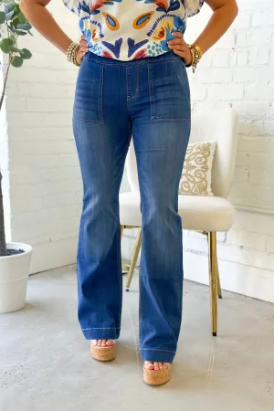 Medium Wash Pull-On Flare