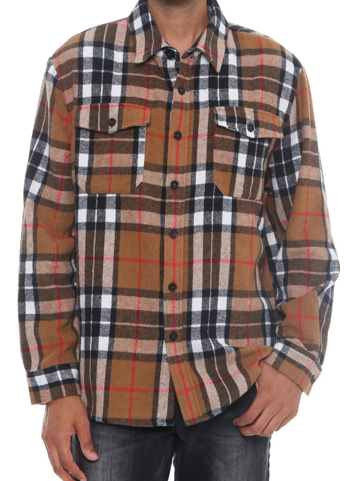 Men's Brown Plaid Soft Flannel Shirt