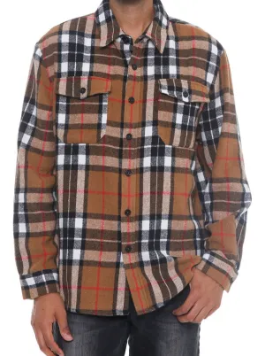 Men's Brown Plaid Soft Flannel Shirt
