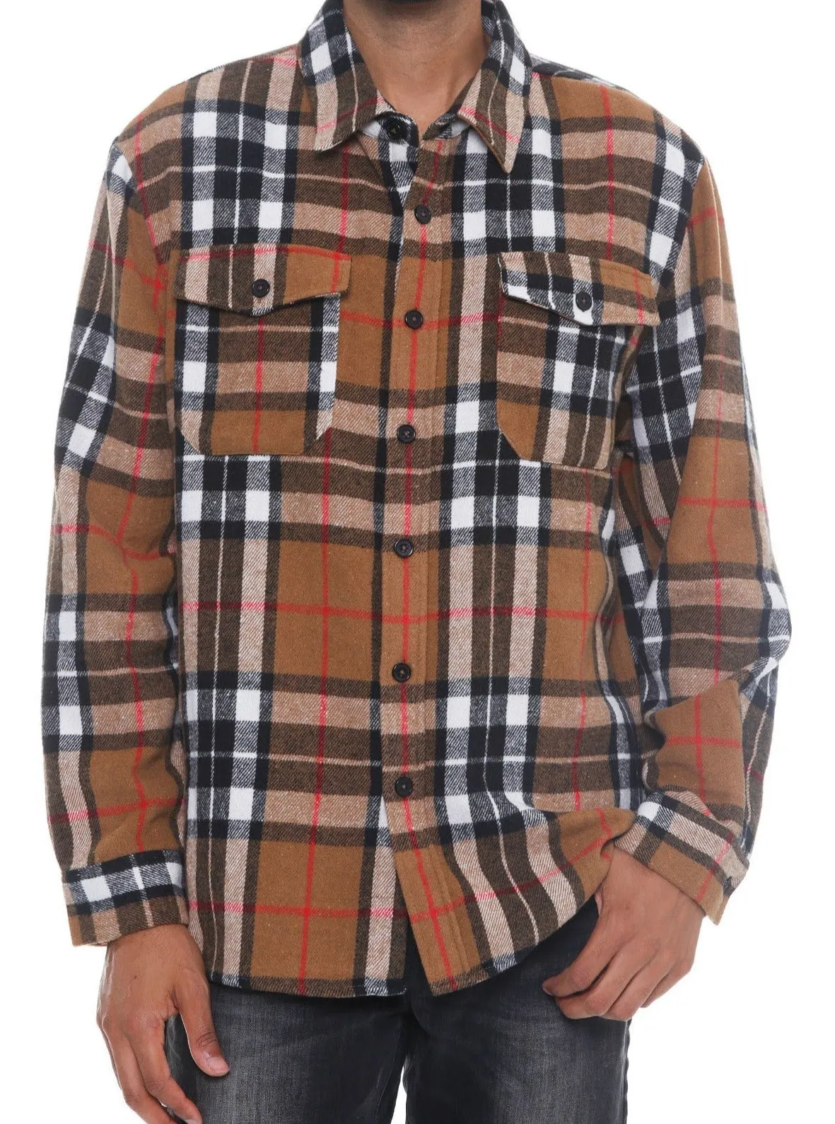Men's Brown Plaid Soft Flannel Shirt