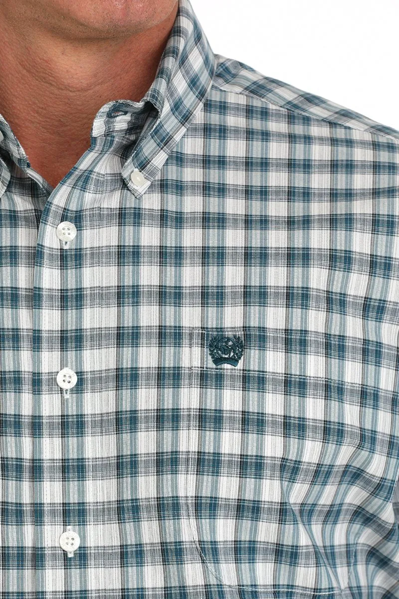 Men's Cinch Short Sleeve Plaid Button-Down Western Shirt - MTW1111477