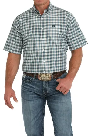 Men's Cinch Short Sleeve Plaid Button-Down Western Shirt - MTW1111477