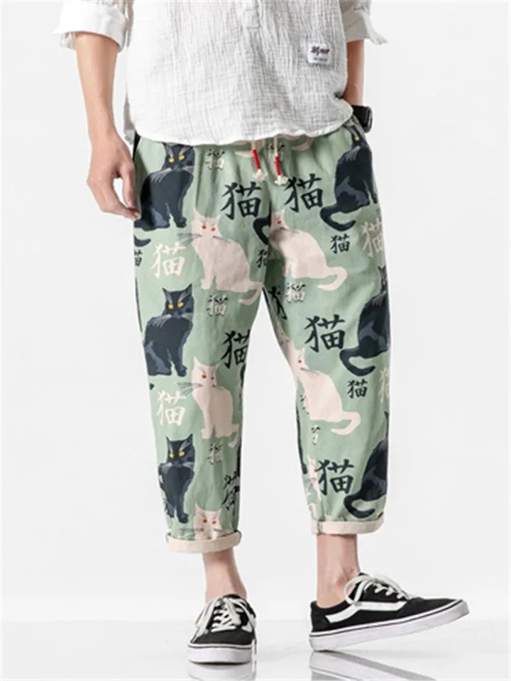 Men's Cool Cats Printed Casual Cropped Pant