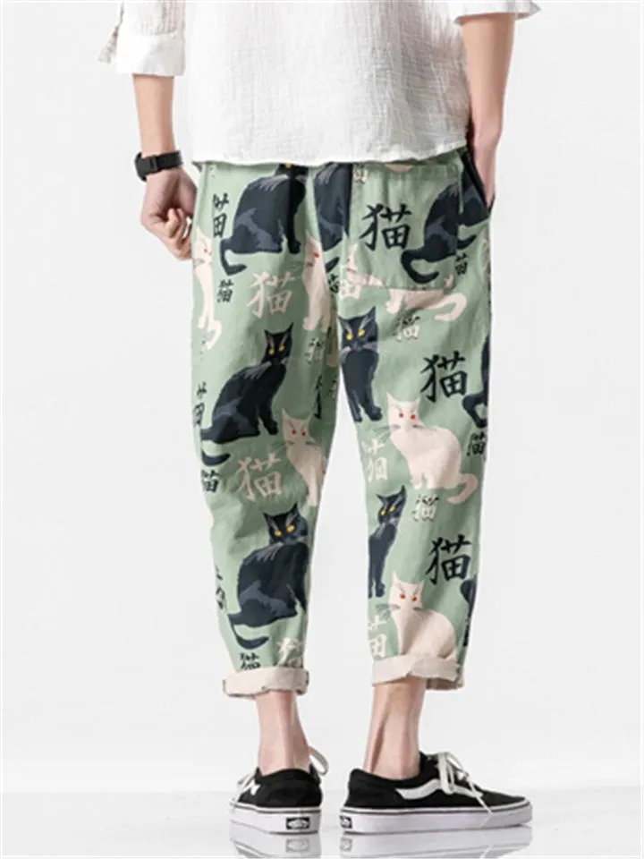 Men's Cool Cats Printed Casual Cropped Pant