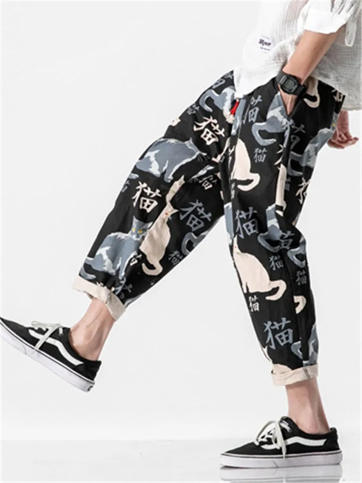 Men's Cool Cats Printed Casual Cropped Pant