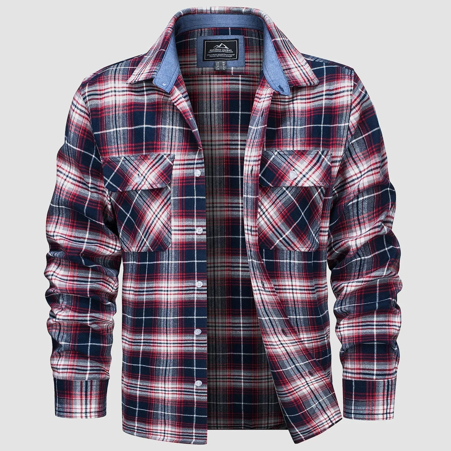 Men's - Long Sleeve Shirt – Cotton, Plaid Flannel – Casual Style