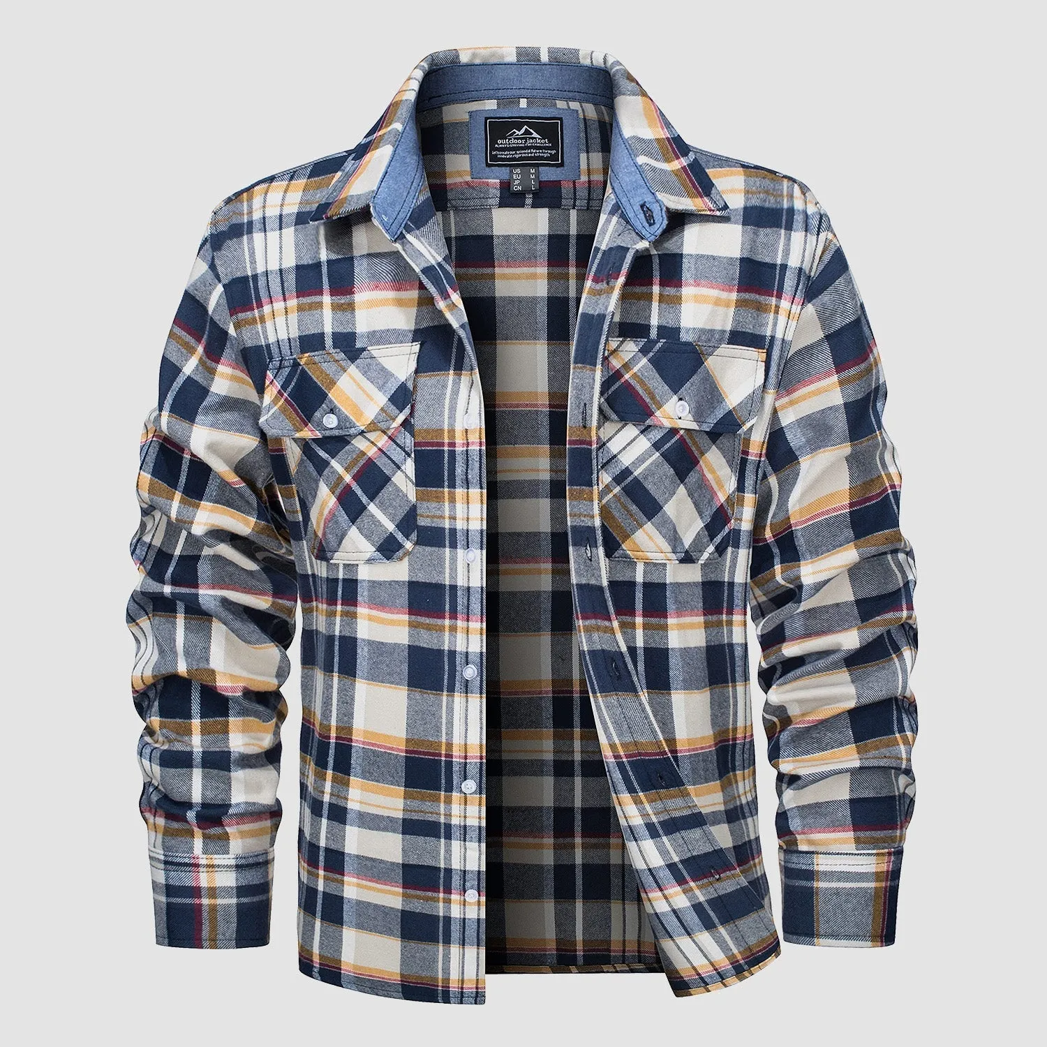 Men's - Long Sleeve Shirt – Cotton, Plaid Flannel – Casual Style