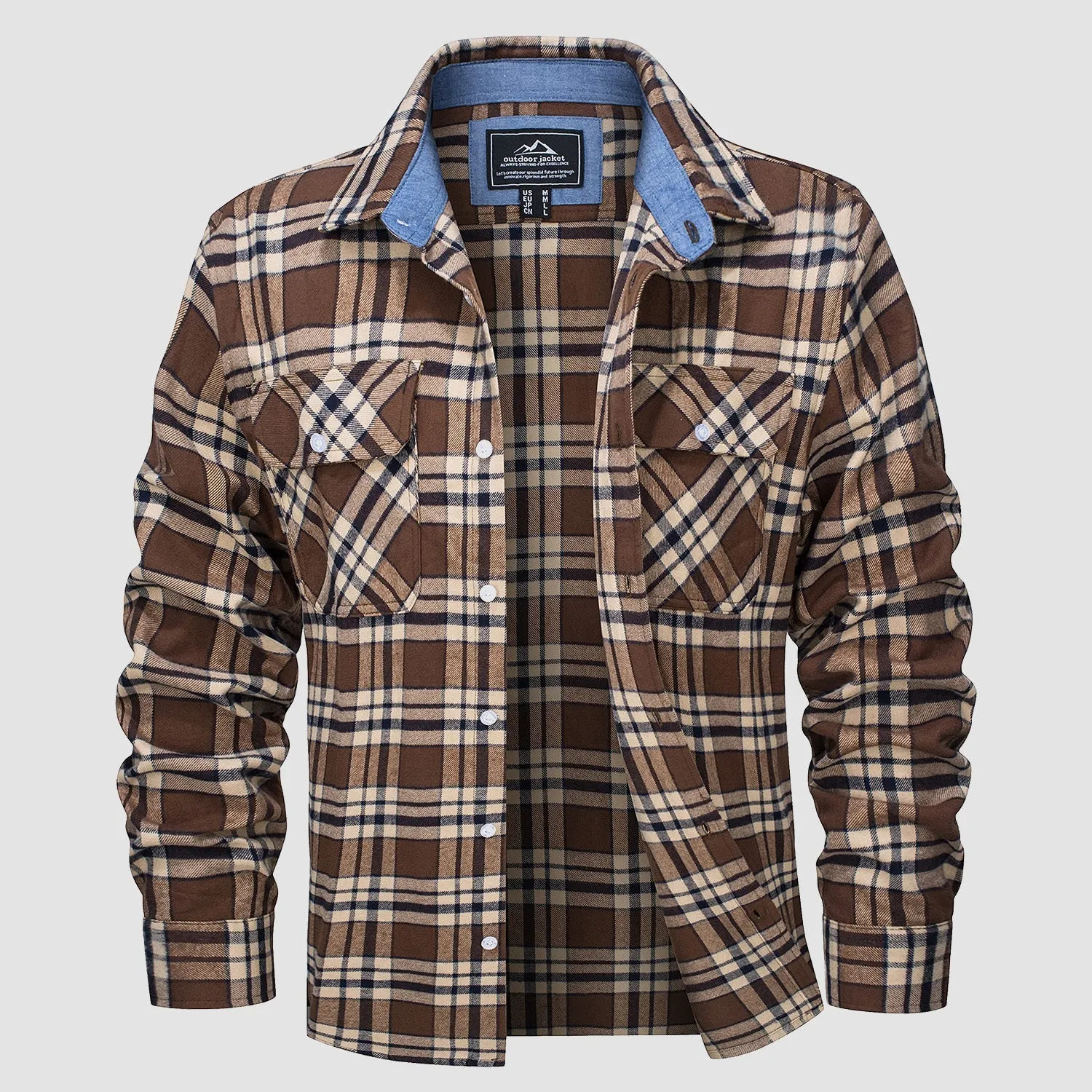Men's - Long Sleeve Shirt – Cotton, Plaid Flannel – Casual Style