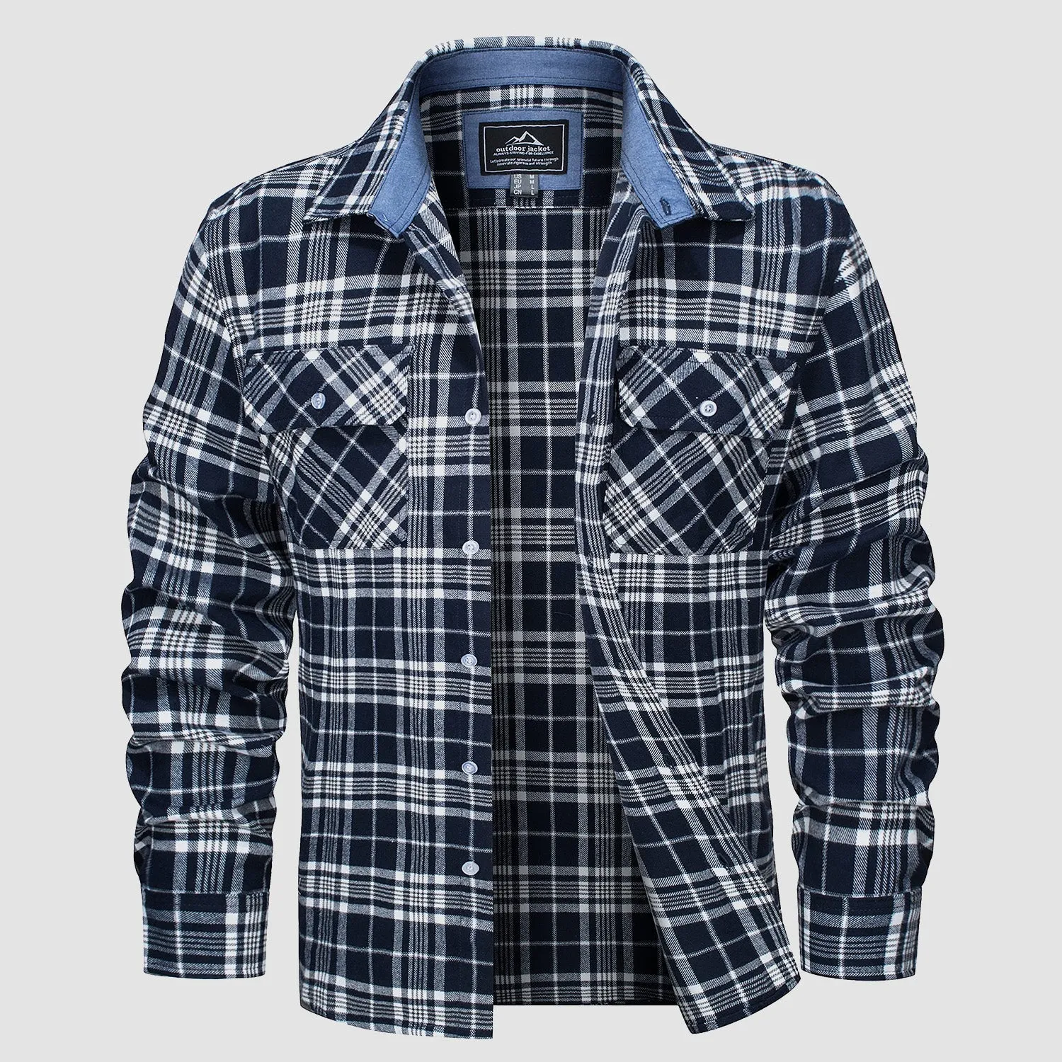 Men's - Long Sleeve Shirt – Cotton, Plaid Flannel – Casual Style