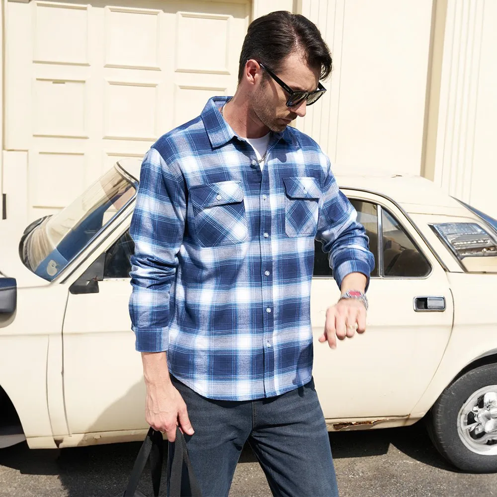 Men's - Long Sleeve Shirt – Cotton, Plaid Flannel – Casual Style