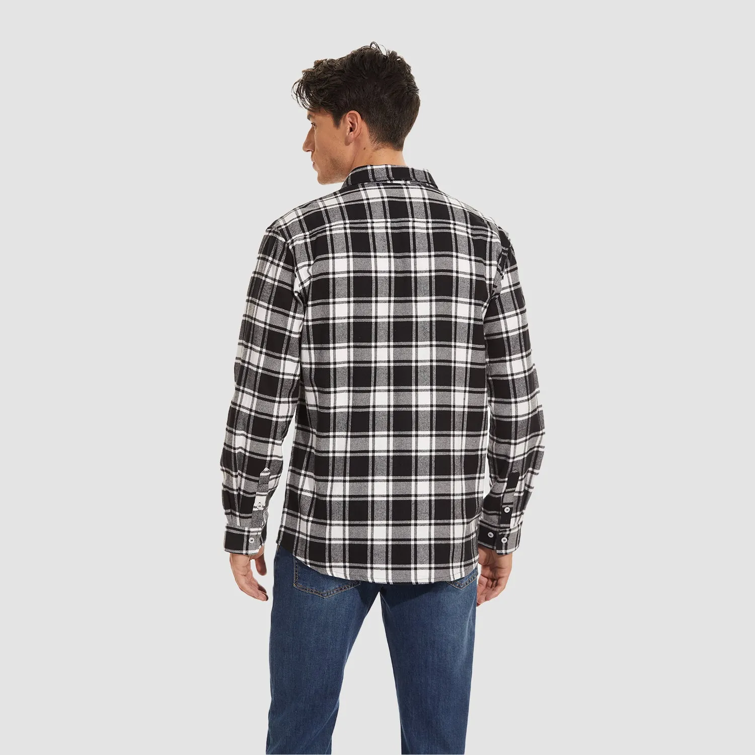 Men's - Long Sleeve Shirt – Cotton, Plaid Flannel – Casual Style