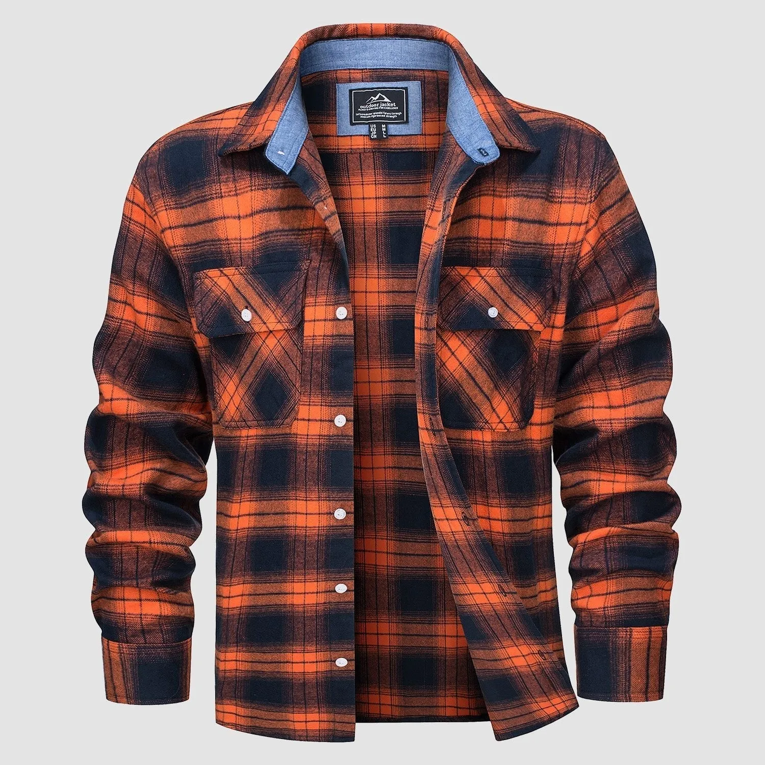 Men's - Long Sleeve Shirt – Cotton, Plaid Flannel – Casual Style