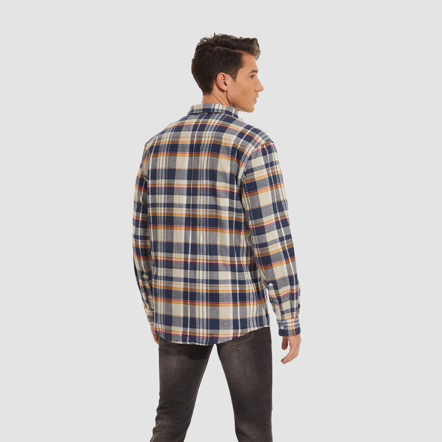 Men's - Long Sleeve Shirt – Cotton, Plaid Flannel – Casual Style