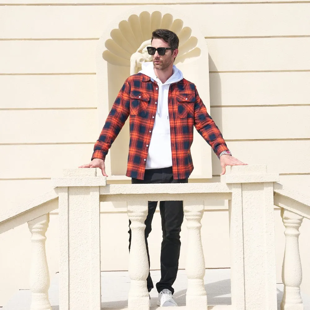 Men's - Long Sleeve Shirt – Cotton, Plaid Flannel – Casual Style