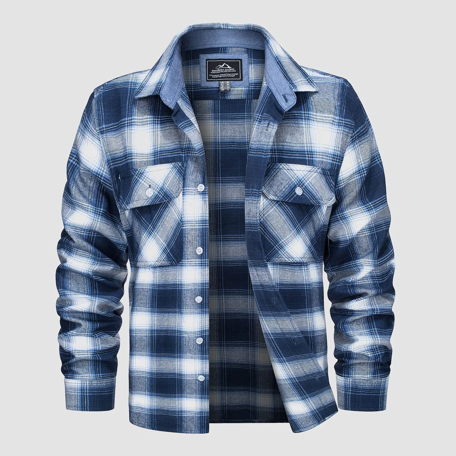 Men's - Long Sleeve Shirt – Cotton, Plaid Flannel – Casual Style
