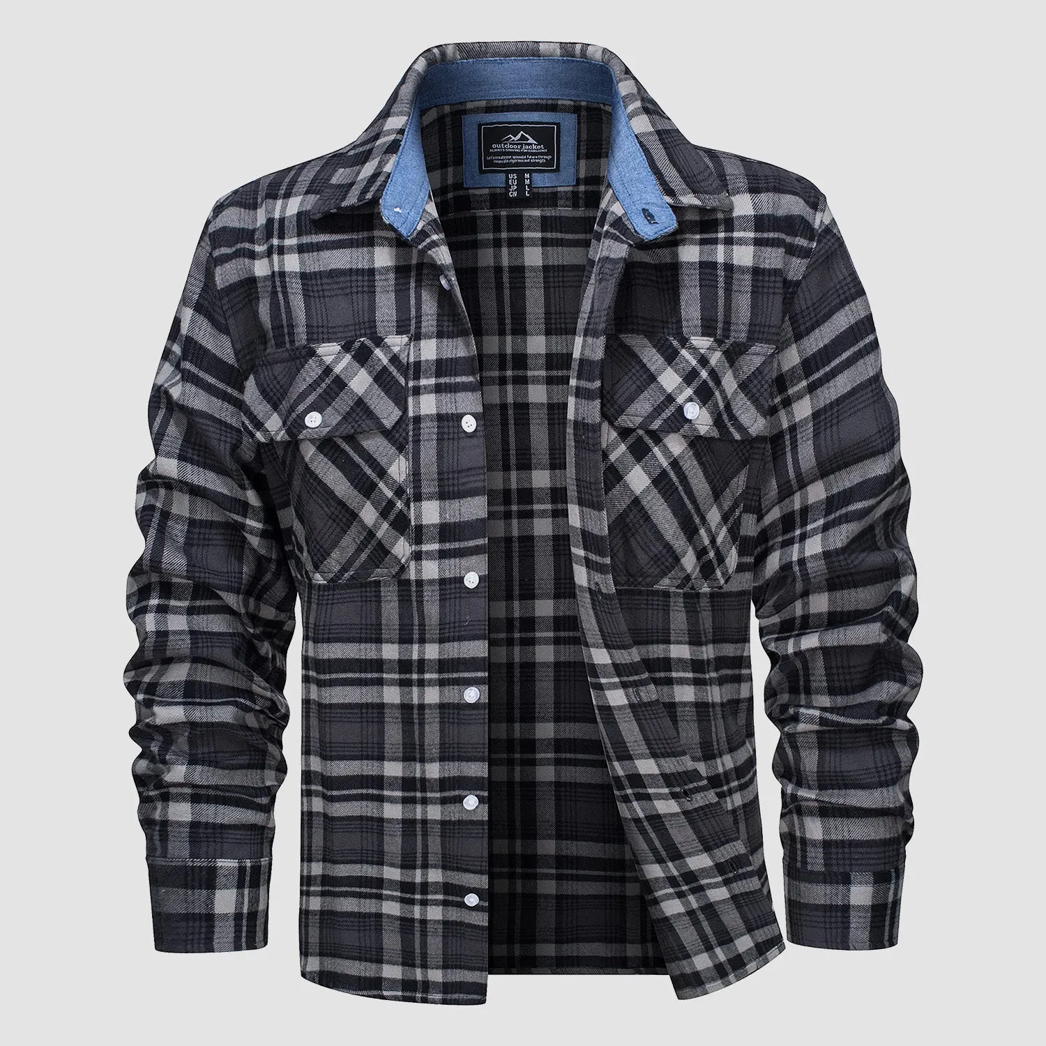 Men's - Long Sleeve Shirt – Cotton, Plaid Flannel – Casual Style