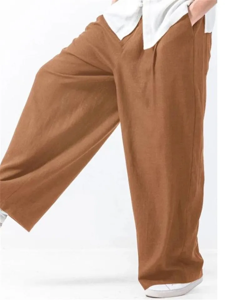 Mens Loose Straight Cotton&Linen Pants