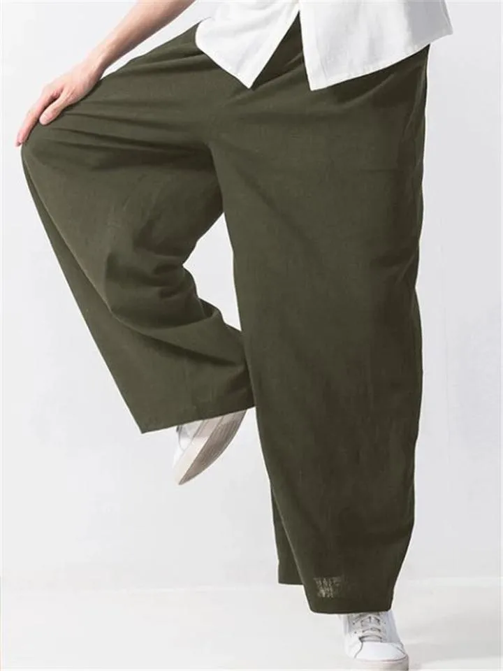 Mens Loose Straight Cotton&Linen Pants