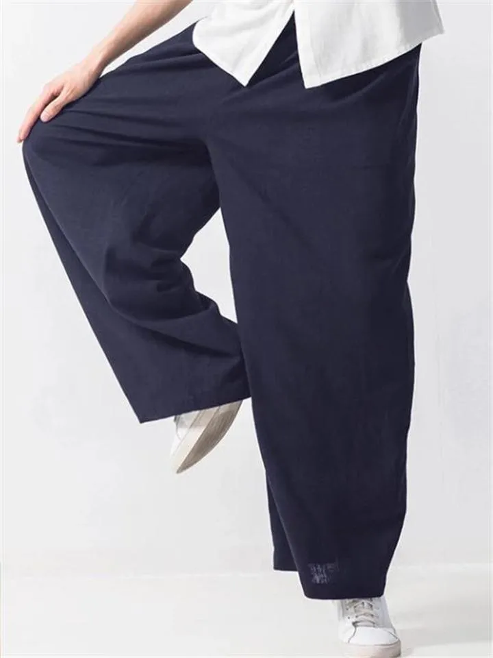 Mens Loose Straight Cotton&Linen Pants