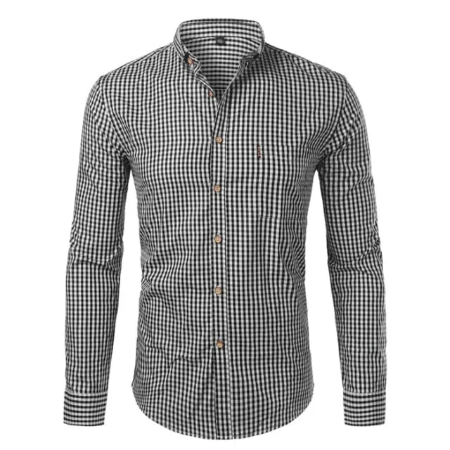 Mens Plaid Slim Fit Long Sleeve Button Down Shirts