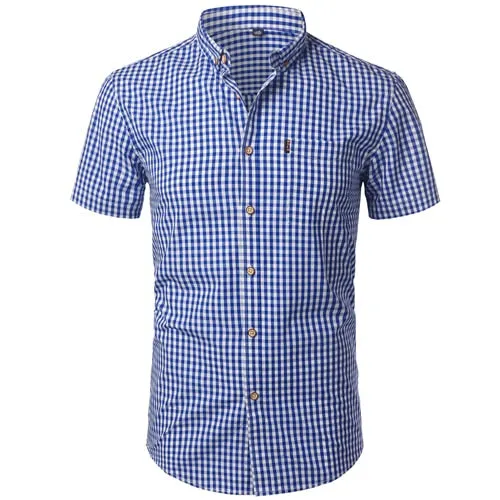 Mens Plaid Slim Fit Long Sleeve Button Down Shirts