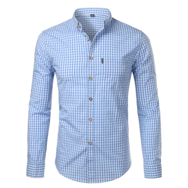 Mens Plaid Slim Fit Long Sleeve Button Down Shirts