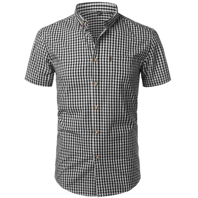 Mens Plaid Slim Fit Long Sleeve Button Down Shirts
