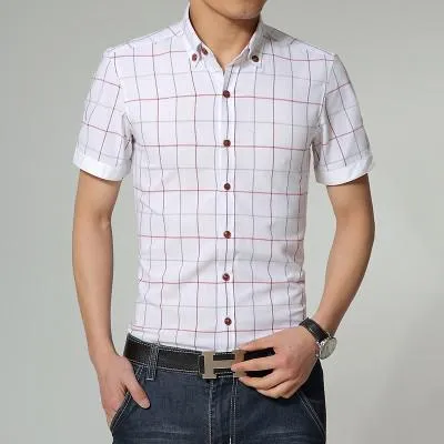 Men's Plain Line Dress Shirt Up To 3XL