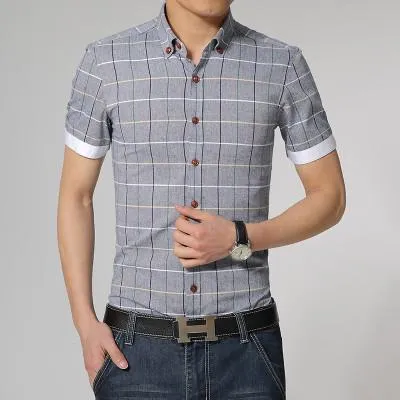 Men's Plain Line Dress Shirt Up To 3XL