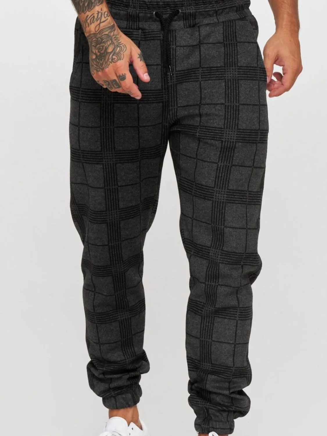 Men's Plus Size Plaid Drawstring Pants