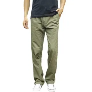 Mens Spring Fall Cotton Cargo Pants Regular Fit Solid Color Cotton Casual Business Trouser