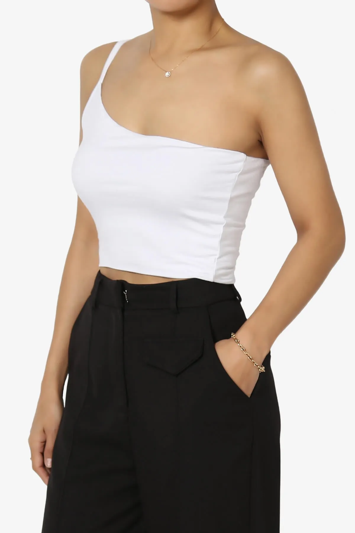 Mercerr One Shoulder Strap Crop Cami