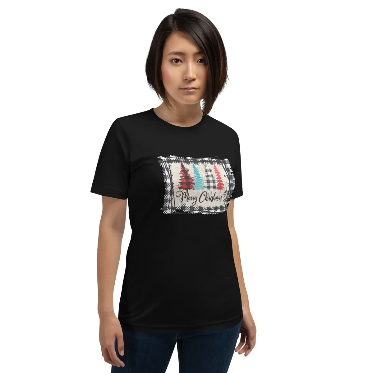 Merry Christmas Plaid Trees T-Shirt