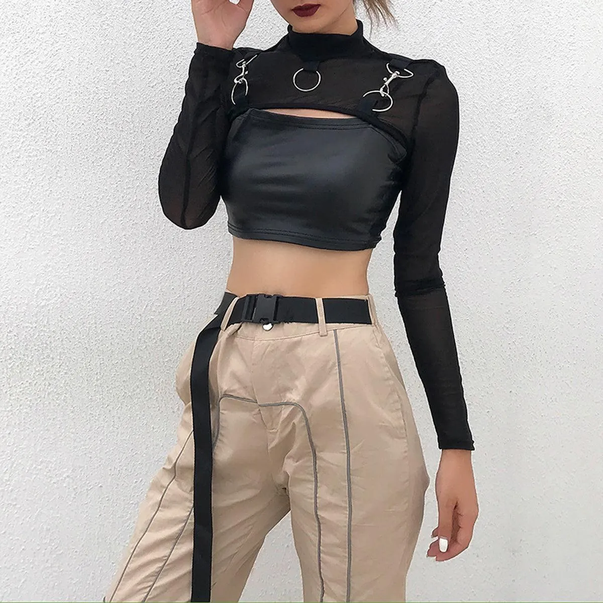 Mesh See Through Short Crop Tops