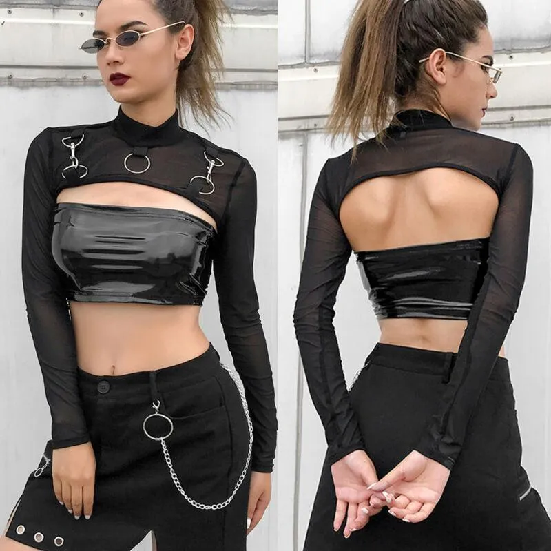 Mesh See Through Short Crop Tops