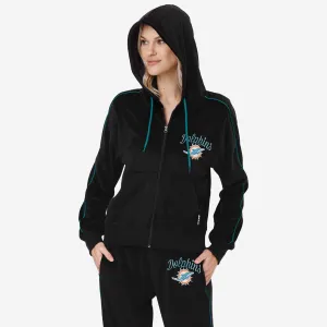 Miami Dolphins Womens Velour Zip Up Top