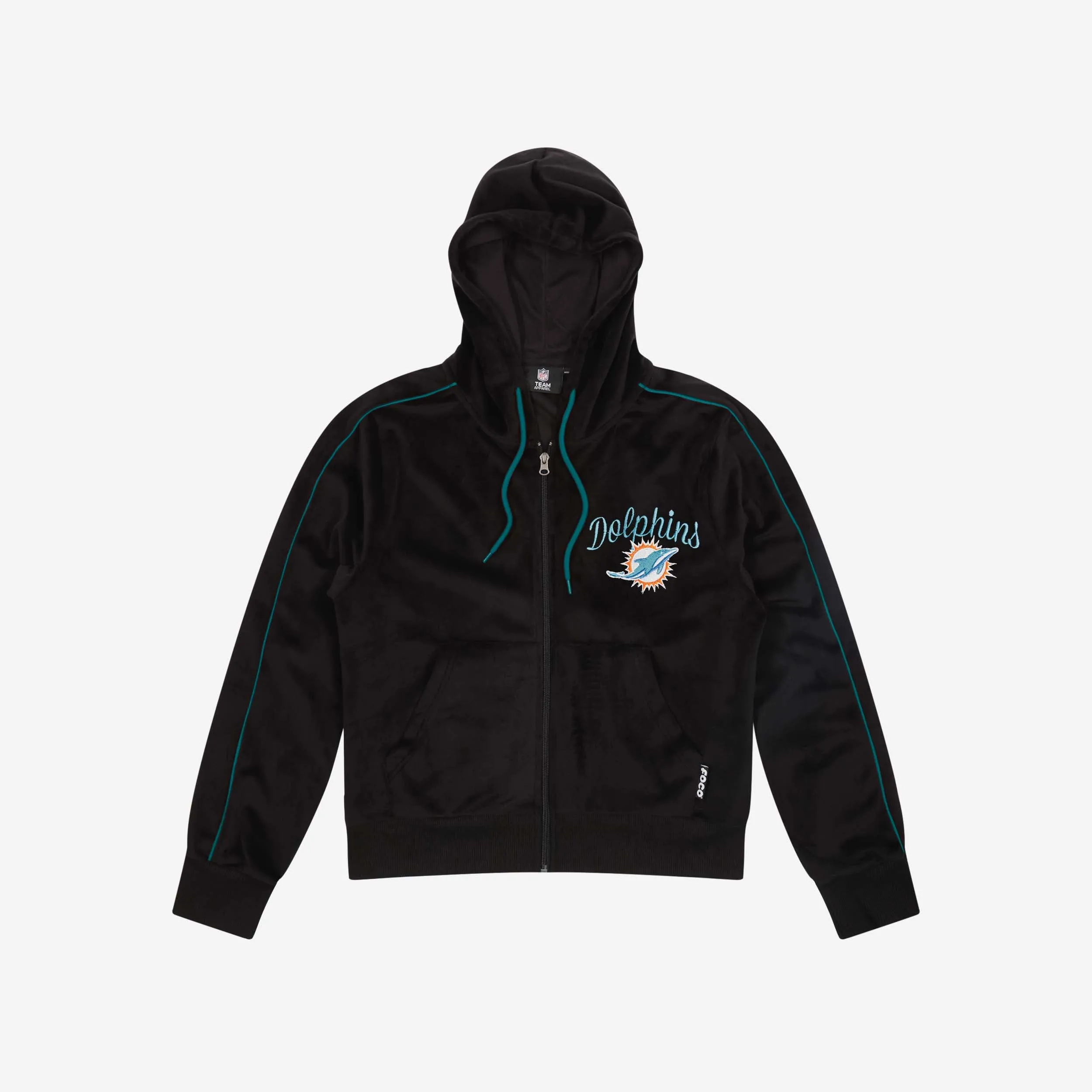 Miami Dolphins Womens Velour Zip Up Top