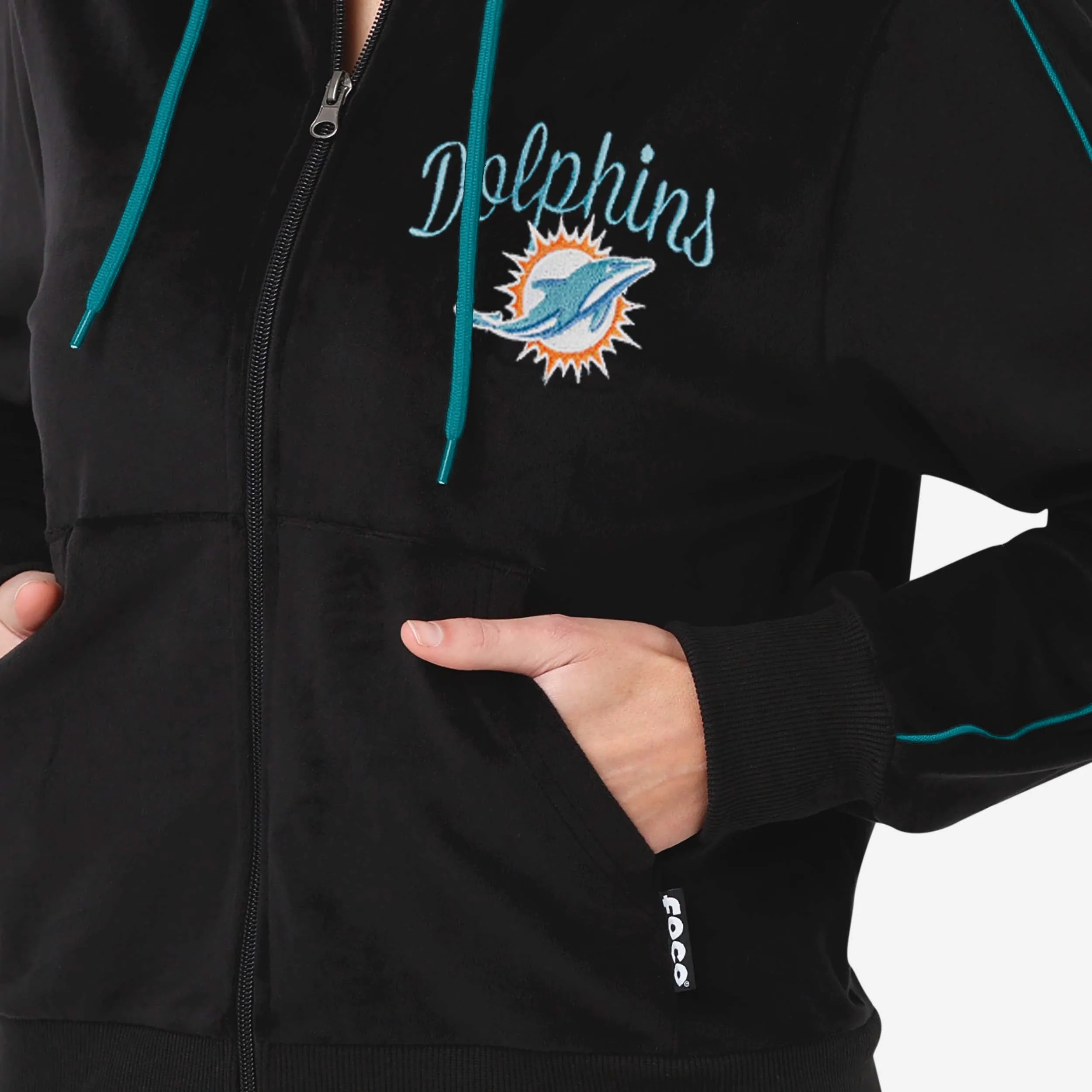 Miami Dolphins Womens Velour Zip Up Top