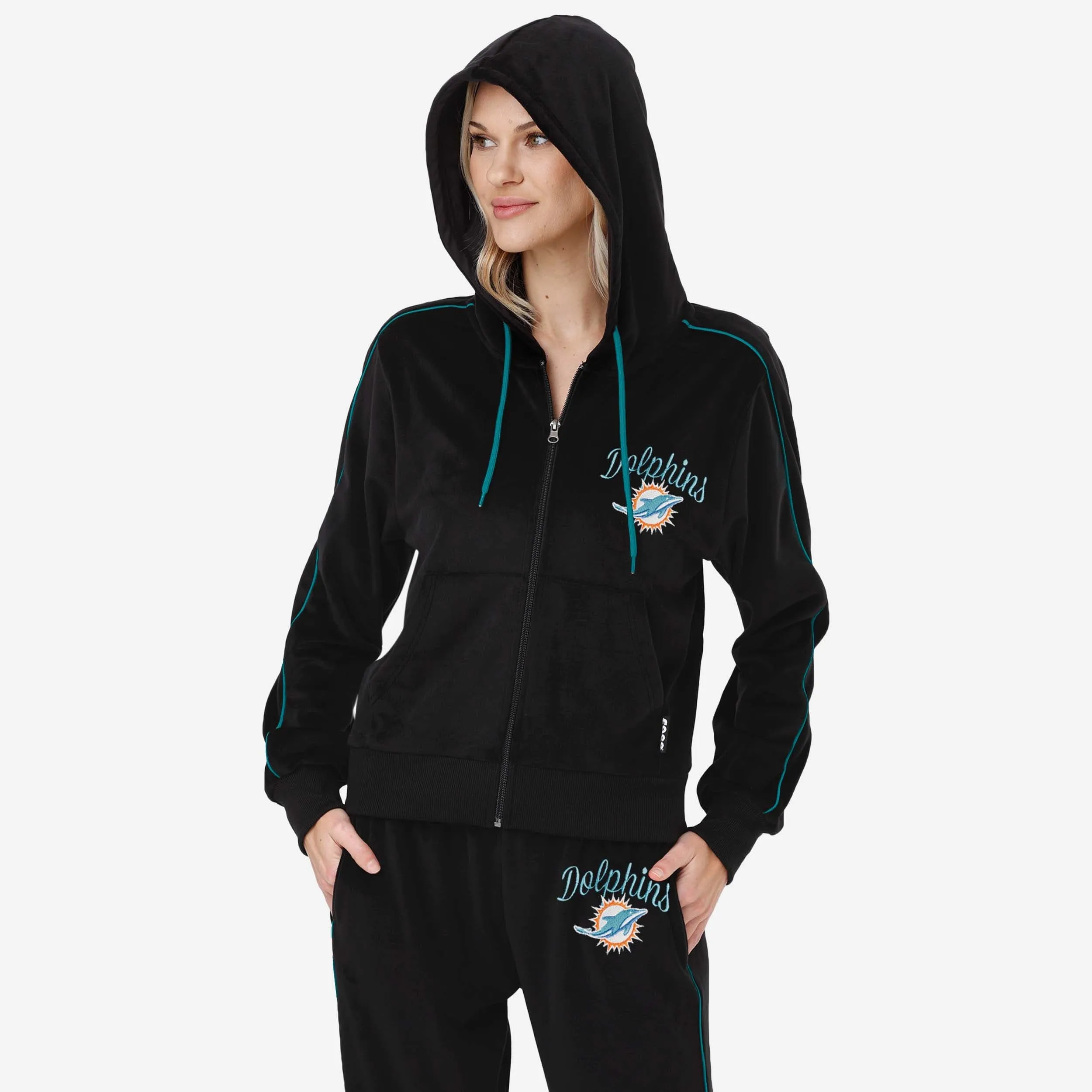 Miami Dolphins Womens Velour Zip Up Top