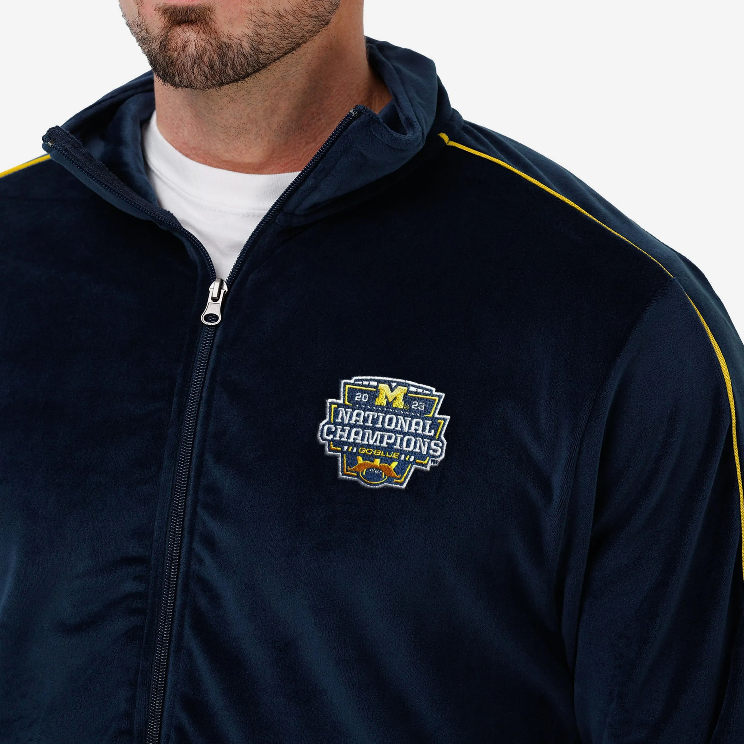 Michigan Wolverines 2023 Football National Champions Velour Zip Up Top