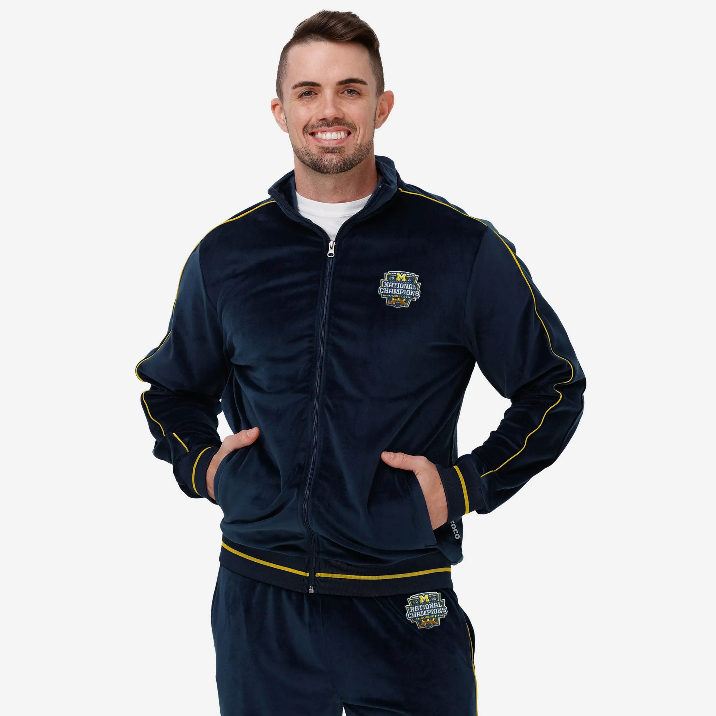 Michigan Wolverines 2023 Football National Champions Velour Zip Up Top