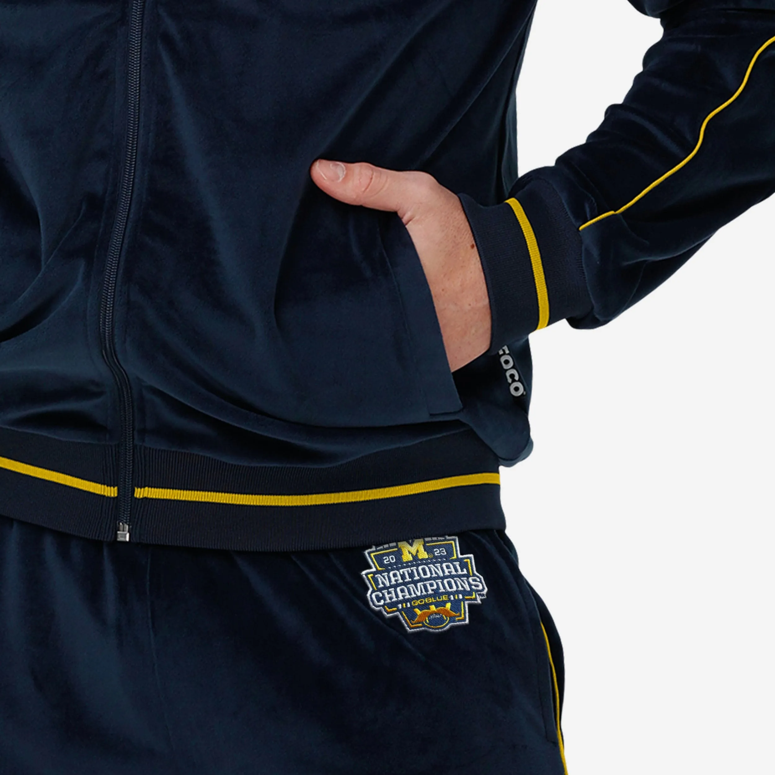 Michigan Wolverines 2023 Football National Champions Velour Zip Up Top