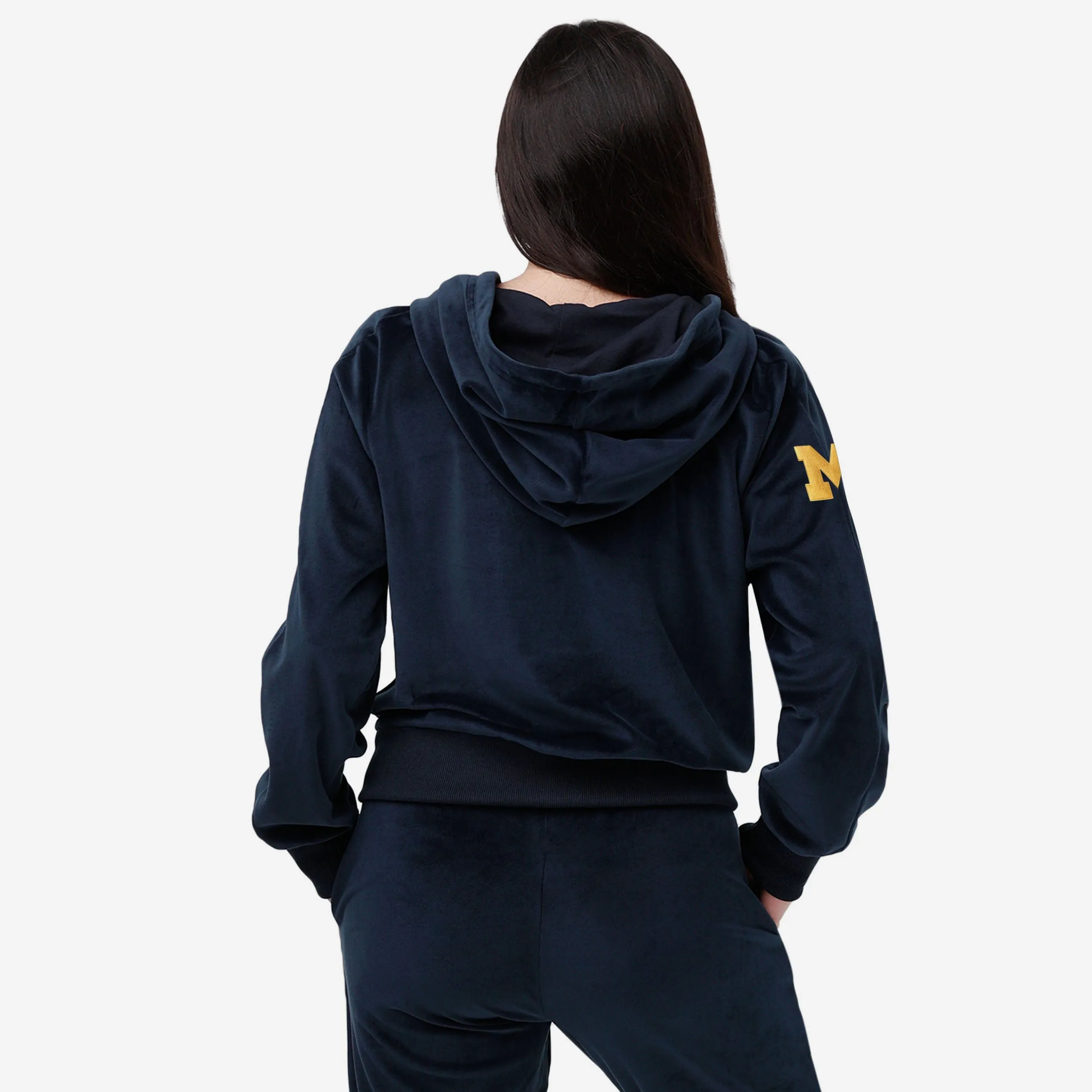 Michigan Wolverines 2023 Football National Champions Womens Velour Zip Up Top
