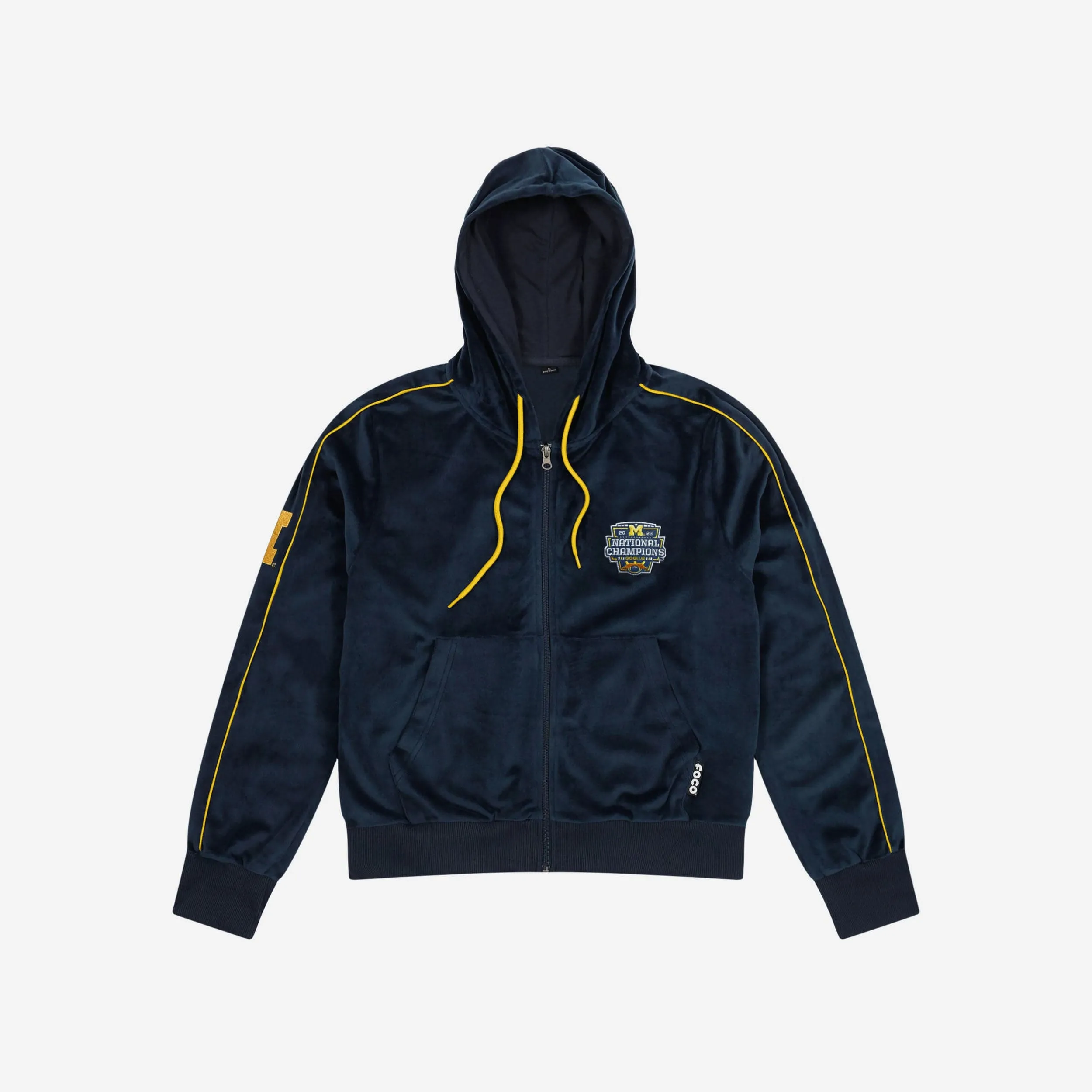 Michigan Wolverines 2023 Football National Champions Womens Velour Zip Up Top