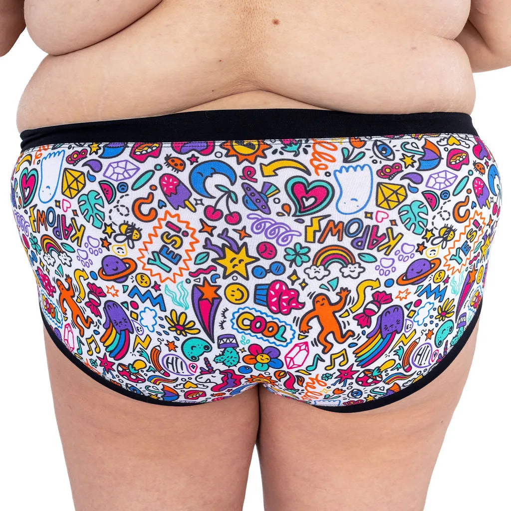 Mid Rise Briefs - Doodles