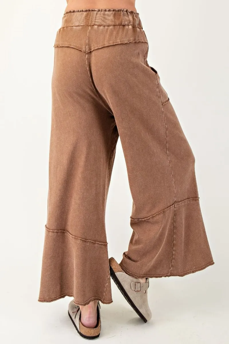 Mineral Washed Terry Knit Wide Leg Pants