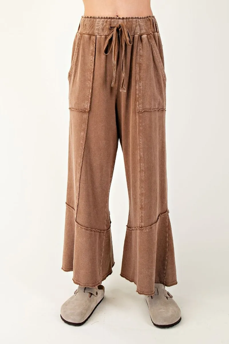 Mineral Washed Terry Knit Wide Leg Pants