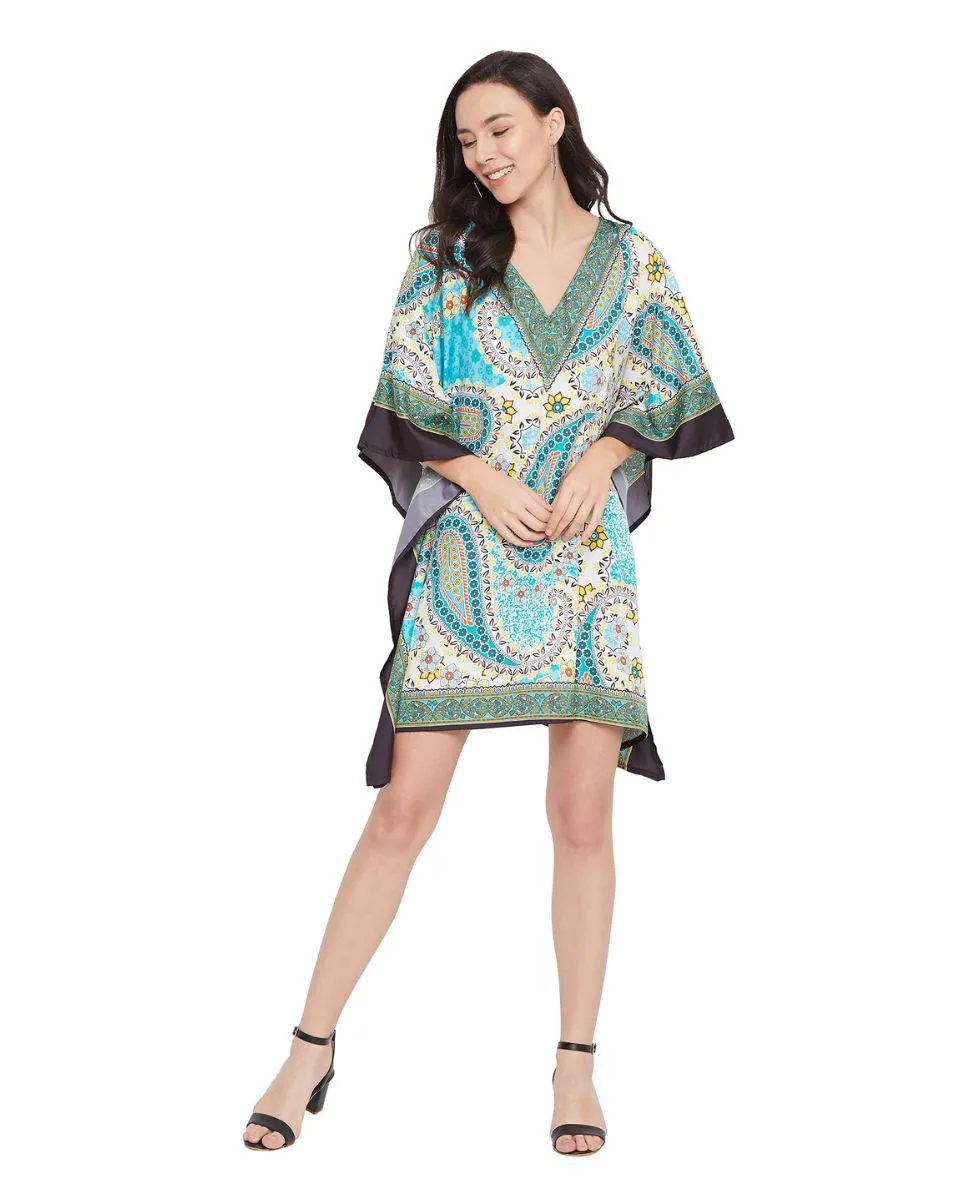 Mini Tunic Paisley Print Polyester Dress For Plus Size Women